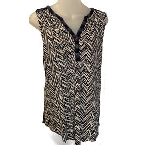 Lucky Brand Dark Blue Patterned Tank ((10048)